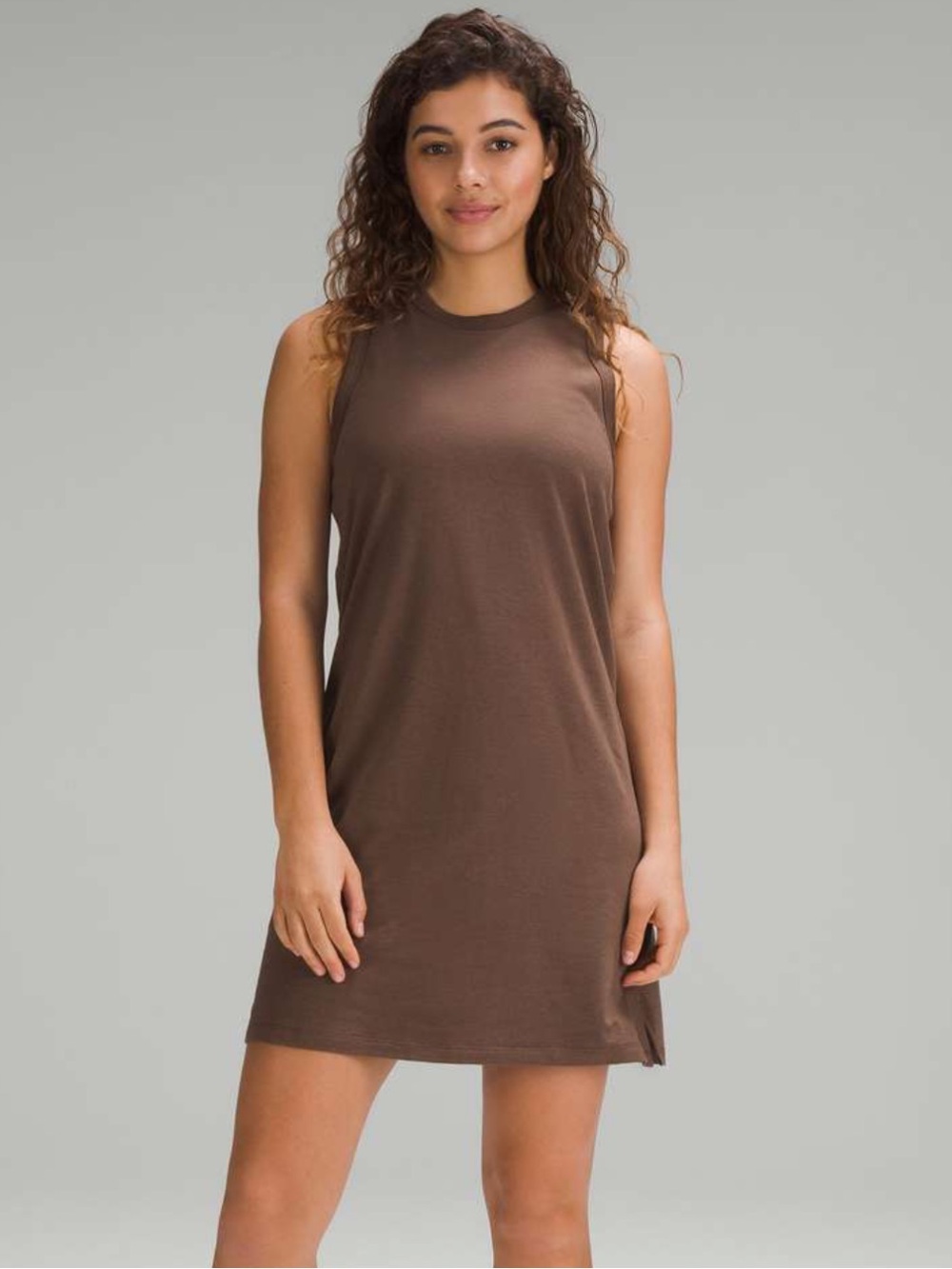 Lululemon Classic Fit Cotton mini t-shirt tank Dress Java sleeveless round neck